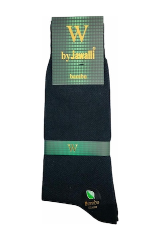 By Jawalli Desenli Bambu Erkek Çorabı-Siyah