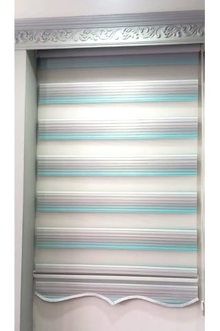 Turkuaz Pliseli Zebra Stor Perde Etek Dilimli