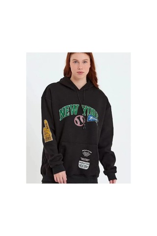 Butik İstanbul Baskılı Kapüşonlu Sweatshirt - Siyah