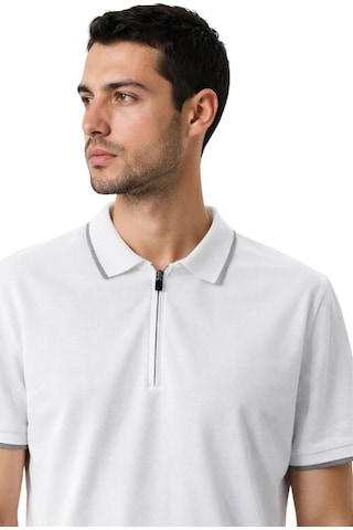 Arma Ar-ma Erkek Polo Yaka Tişört Baskisiz Basic Yaka Fermuarli Örme Kumaş Regular Fit %100 Pamuk 30/1 Çift Toplama Penye Pike Y31374356502 Beyaz-b1