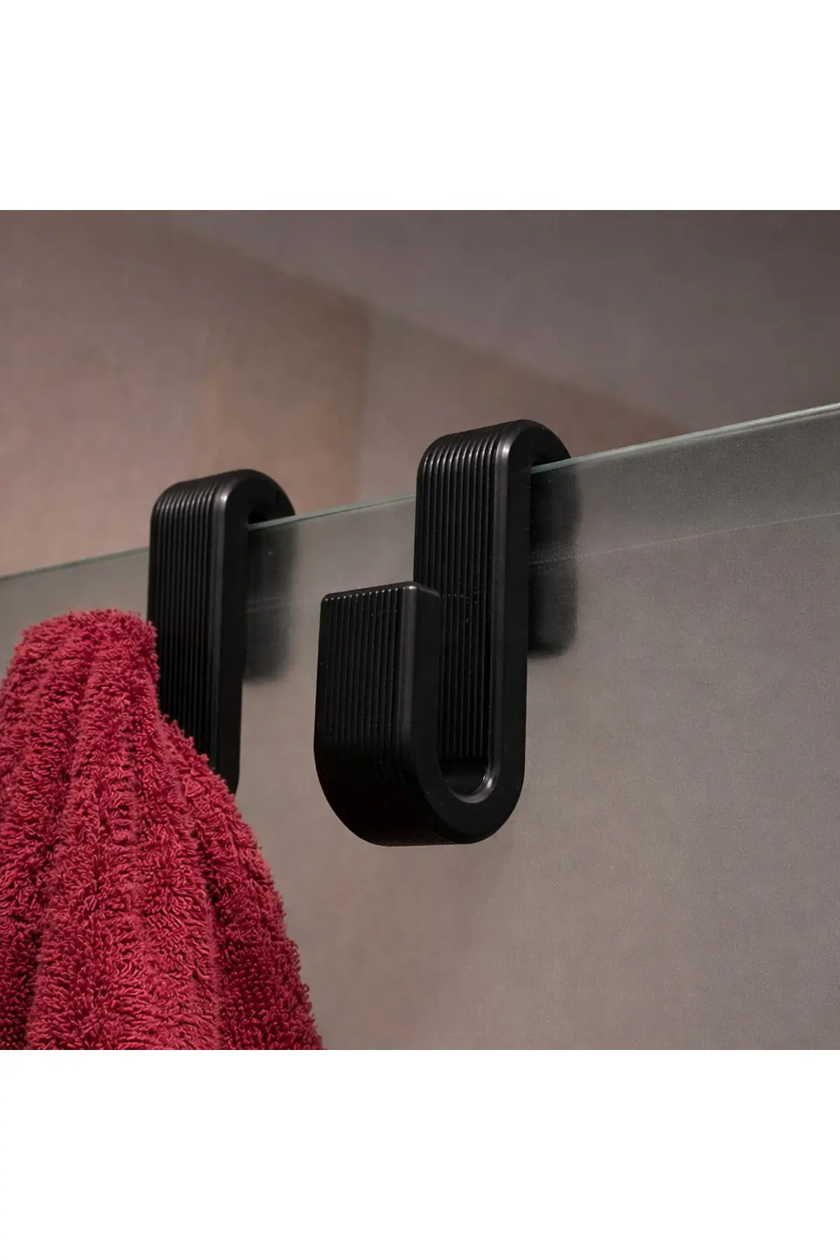 3 Lü Cam Askı Kancası 8 Mm Cam Uyumlu Modern Banyo Havlu Askılığı Siyah