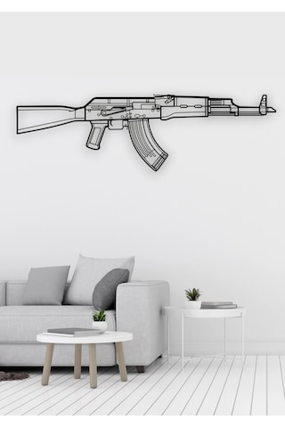Ak-47 Desenli Siyah Metal Duvar Süsü