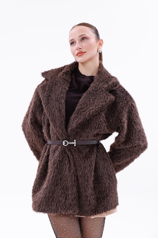 Kemer Detaylı-astarlı-düğmeli Kadın Kaban Kahverengi