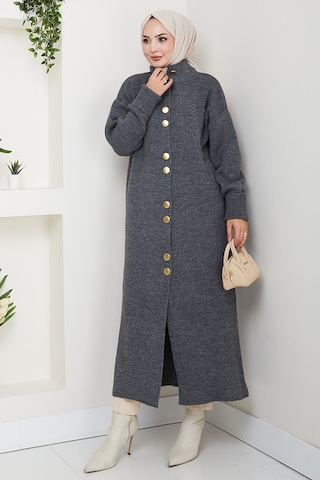 Reha Düğmeli Triko Hırka 1603 - Antrasit Antrasit