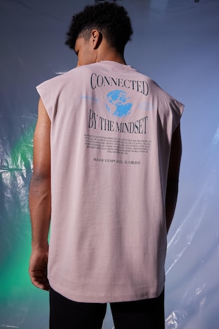 Woof Gym Connected By The Mindset Baskı Tank Top (Pudra)