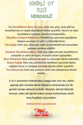 Sinirli Ot Özü Sinir Otu Plantago Hidrosolü 250 Ml %100 Saf