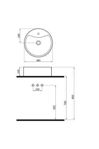 Newarc Newart Batarya Delikli Tezgah Üstü Lavabo