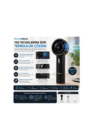 Dd5013 Dijital Göstergeli Ultra Yüksek Hızlı Mini El Fanı 100 Vites Ayarlı Taşınabilir Nesil Usb Vantilatör