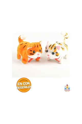 Sesli Yürüyen Oyuncak Peluş Kedi - Unisex Çocuklar İçin Eğlenceli Beyaz Oyuncak
