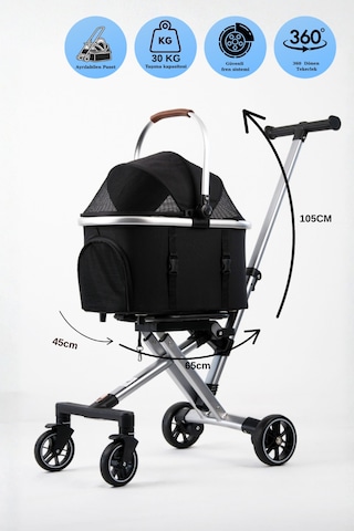 Kedi Köpek Arabası & Puseti Katlanabilir Evcil Hayvan Taşıma Arabası Pet Stroller 100