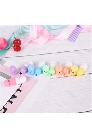 Kapsül Pastel Renkler İşaretleme Kalemi 6'lı Set Çok Renkli