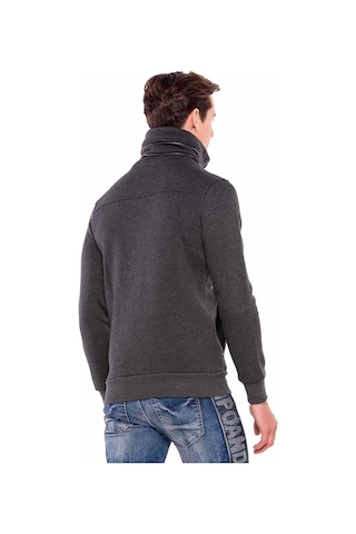Cipo & Baxx Cl385 Taşlı Relax Fit Dik Fermuar Yaka Kalın Sweatshirt 001