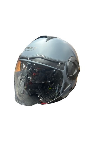 Sway Helmets 737 Camlı Güneş Gözlüklü Yarım Kask Mat Gri