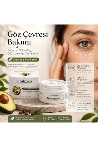 Avokado & Kafein Göz Çevresi Bakım Kremi 50 Ml Nemlendirici & Kırışıklık Karşıtı