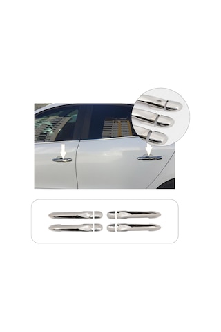 Renault Megane 3 Uyumlu 2010-2016 Krom Kapı Kolu Tek Kapı Sensörlü Paslanmaz Çelik