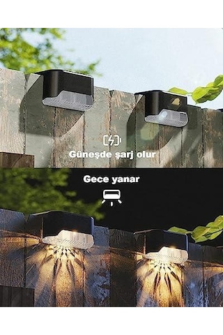 4 Adet L Solar Led Güneş Enerjili Su Geçirmez Köşe Solar Işık Led Köşebent Merdiven Veranda Bahçe Led Aydınlatma Led Işık Çok Renkli