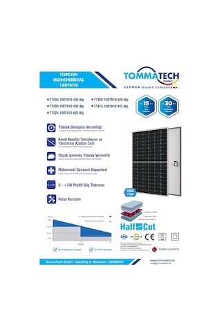Tommatech 430 W Multibusbar Monokristal Topcon Güneş Paneli