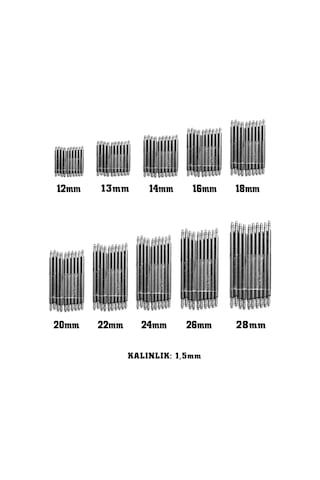 Paslanmaz Çelik Saat Pimi Yaylı Susta 100 Adet Karışık Kutulu