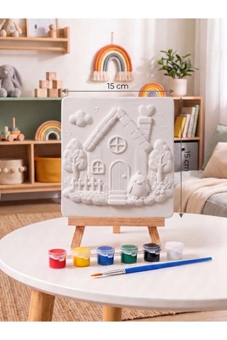 15x15 Sevimli Ev Taş Boyama Seti Çocuk Ve Yetişkin Hobi Kiti