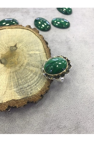 Malahit Malakit Taşlı Gümüş 925 Ayar Yüzük 925 Ayar - 372519173