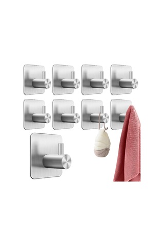 Fosenze 8 Adet 304 Paslanmaz Çelik Duvar Kanca Seti - Dayanıklı, Güçlü Yapışkanlı, Modern Tasarım, Çeşitli Kullanim Alanı Gümüş
