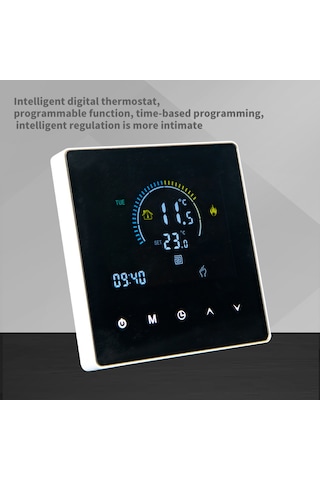 Geeksen Akıllı Isıtıcı Kontrolörü K2h16a - Lcd Dokunmatik Ekran, 7 Gün Programlanabilir, 6 Zaman Aralığı, Çocuk Kilidi, Cam Paneli, Sıcaklık Gösterimi