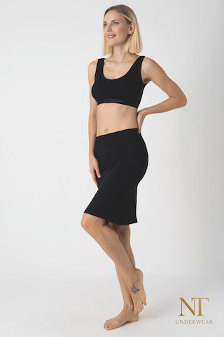 Nt Underwear Bambu Dizüstü Etek Astarı, Midi Jupon - Doğal Kumaş, Modern Kalıp. Siyah