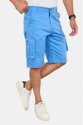 Deepsea Erkek Mavi Likralı Gabardin Modern Fit Kargo Kapri Şort Çok Cepli Yazlık Rahat Kesim Şort 2002014