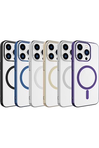 Butam Bilişim İphone 15 Pro Max Uyumlu Wireless Şarj Özellikli Pixel Magsafe Kılıf-gold Gold