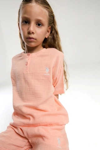 U.S. Polo Assn. Kız Garson Şort Takım - Somon Somon