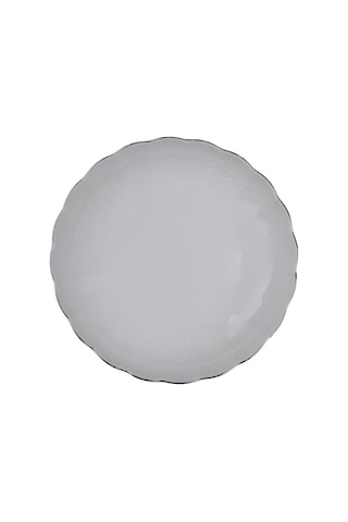 Kütahya Porselen Bone Luz Platin Fileli Çukur Tabak 20cm 6 Lı Gümüş