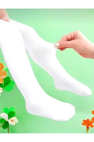Nacar Store Kız Çocuk 5'li Paket Mevsimlik Beyaz Külotlu Çorap Okul Çorabı Gösteri Kıyafeti Çorabı