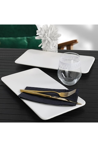 Lexroo Mat Beyaz Siera Kayık Tabak 33 Cm 2 Adet