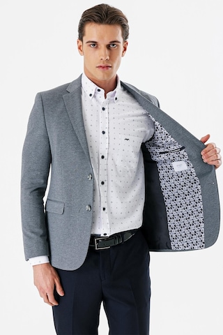 İmza Lacivert Desenli Mono Yaka Çift Yırtmaç Likralı 6 Drop Slim Fit Dar Kesim Klasik Ceket 1002240151-lacivert Lacivert