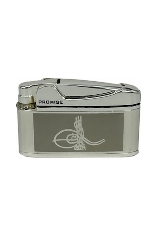 Osmanlı Tuğralı Gazlı Çakmak Gümüş Renk