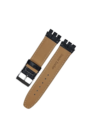 Swatch Ycs Modeli 19mm Krokodil Siyah Saat Deri Kordonu