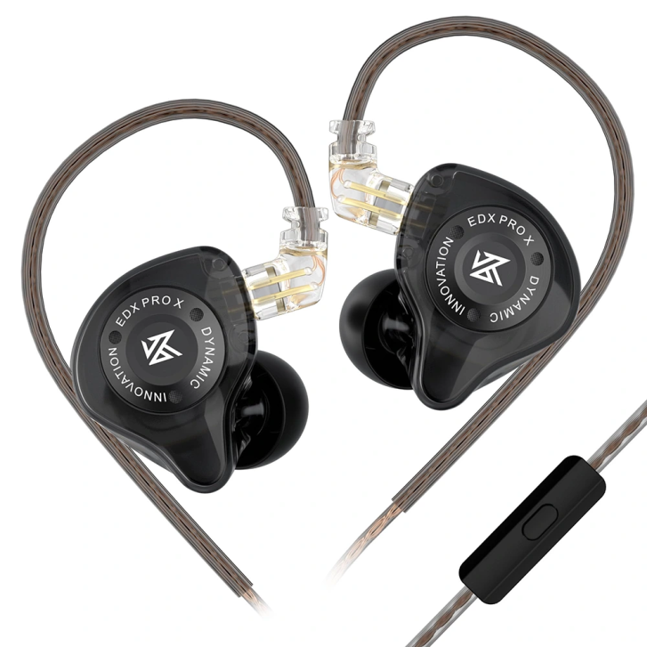 Kz Edx Pro X Siyah Mikrofonlu 3.5mm Dinamik Sürücü Hifi Iem Kablolu Kulak İçi Kulaklık Kz-edx-pro-x-mıc-bk