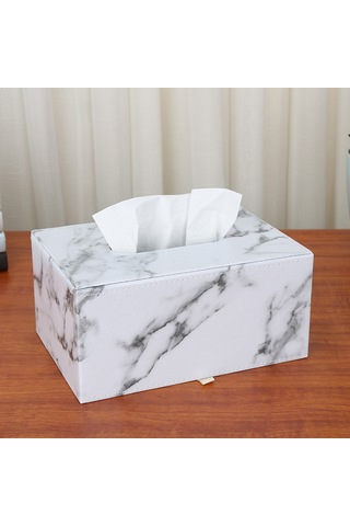 Yuntech01 Mükemmel Mermer Desenli Büyük Kareli Havlu Kutusu - Ev, Otel, Restoran İçin Zengin Görünümlü Dekoratif Organizer