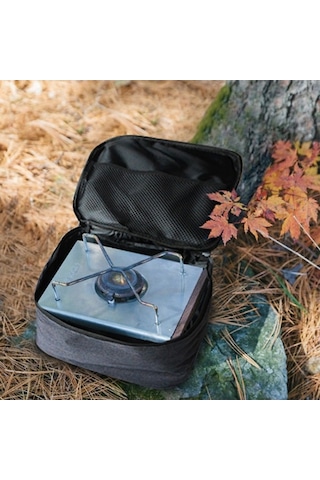 Ebitda Açık Alan Kampı Mini Ocak Depolama Çantası - Taşınabilir Gaz Ocağı Poşeti - Oxford Kumaş - Koyu Gri - Kullanışlı Taşıma Çantası Koyu Gri