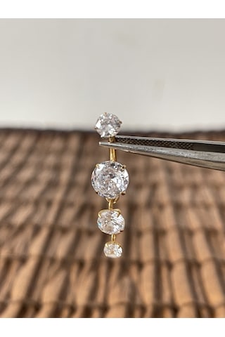 Yüksek Kalite G23 Titanium 3 Daire Sallantı Zirkon Altın Titanyum Göbek Piercing Altın