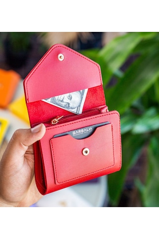 Bk Gift Kişiye Özel İsimli Vegan Deri Mini Kırmızı Kadın Cüzdanı, Sevgiliye Hediye, Anneye Hediye, Arkadaşa Hediye