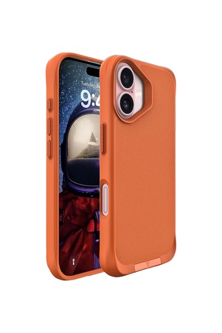 Bix Apple Uyumlu iPhone 16 Plus Vortex Magsafe Kılıf Stand Özellikli 3x Korumalı Mikro Fiber İç Yüzey Turuncu Turuncu