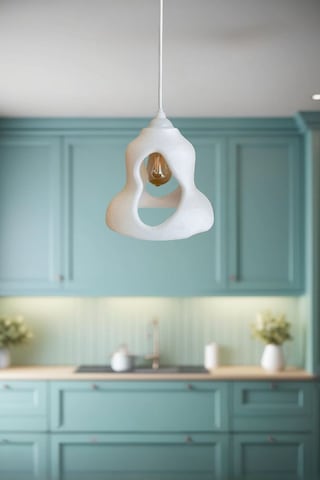 Rustik İskandinav Serisi Beton Görünümlü Sarkıt Çevre Dostu Avize Rustik Ampul Hediyeli Beyaz