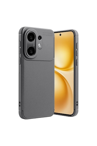 Vivo X200 Fe Uyumlu Kılıf Karbon Tasarım Kamera Korumalı Silikon Telefon Kılıfı Kapak Gri