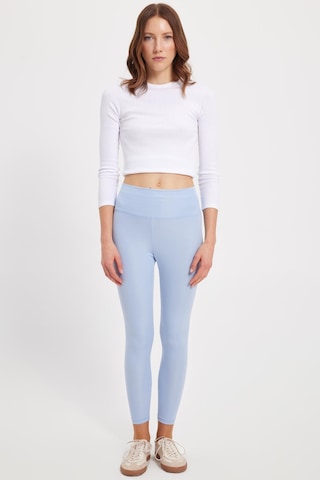Tudors Kadın Slim Fit Dar Kesim Scuba Kumaş Beli Lastikli Mavi Tayt-42443 Mavi