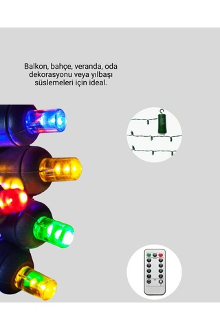 2x2 Metre Pil İle Çalışan Perde Led Işık 8 Modlu Dekoratif Belirtilmemiş