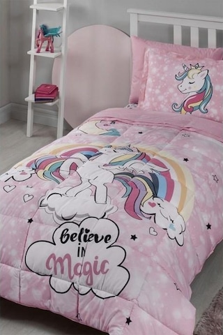 Özdilek Unicorn Uyku Seti Tek Kişilik Ranforce Pembe