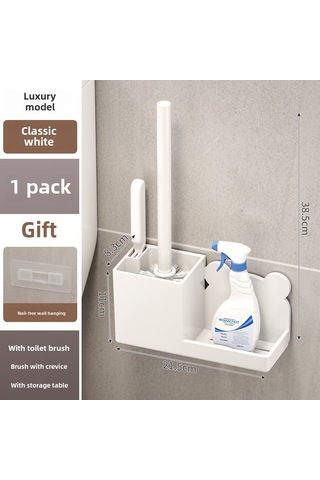 Yuntech01 Duvar Montlu Tuvalet Fırçası Tutucu - Delme Yok Kurulum, Plastik Materyal, Örtüksüz Temizleme, Beyaz Renk, 1 Adet Diğer