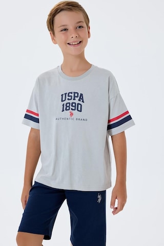 U.S. Polo Assn. Erkek Çocuk 2 Li Bermuda T-şhirt Takım Gri-2305 Gri