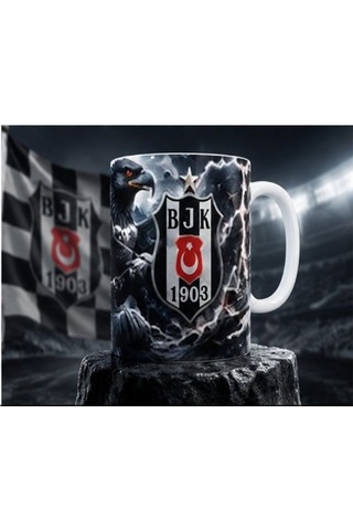Beşik Taş Kara Kartal Kupa Bardak Siyah Beyaz Taraftar Kupası